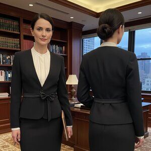Sandra Angelozzi Women's Black Office Wear Blazer and Skirt Set